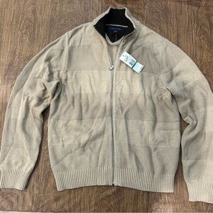 Tommy Hilfiger Men's Tan Zip-Up Sweater